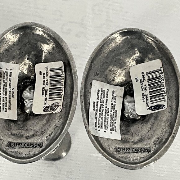 Vintage Pewter 1997 Carson Candle Holders Pair Vineyard Design‎ - Picture 6 of 8